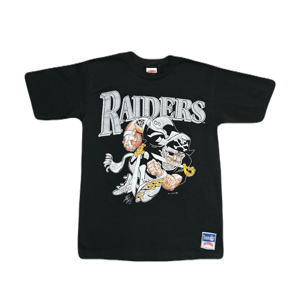 VINTAGE 80s NUTMEG NFL RAIDERS JACK DAVIS T-SHIRT SIZE LARGE SINGLE STITCHED
